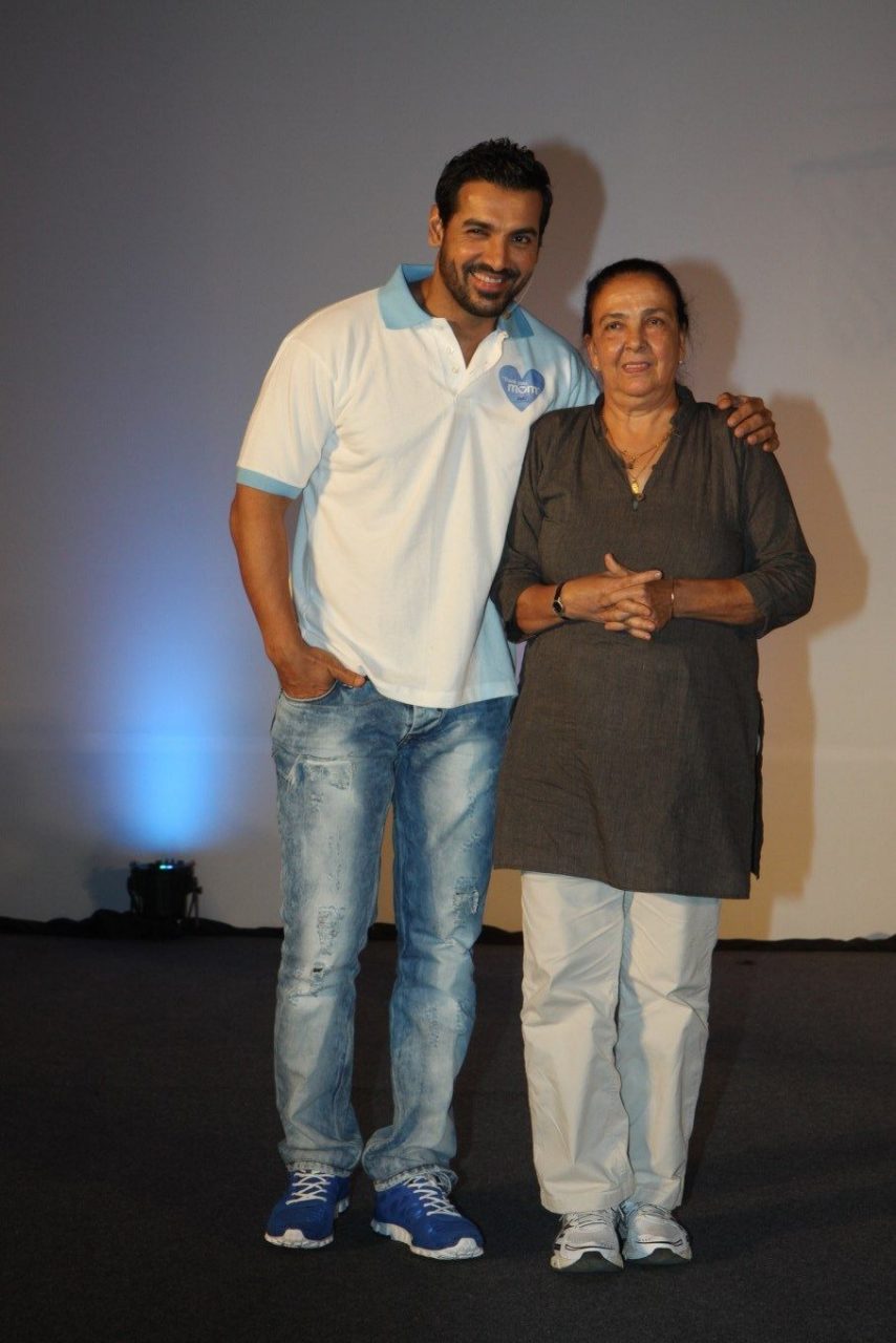 John Abraham With His Mother Firoza Irani Picture