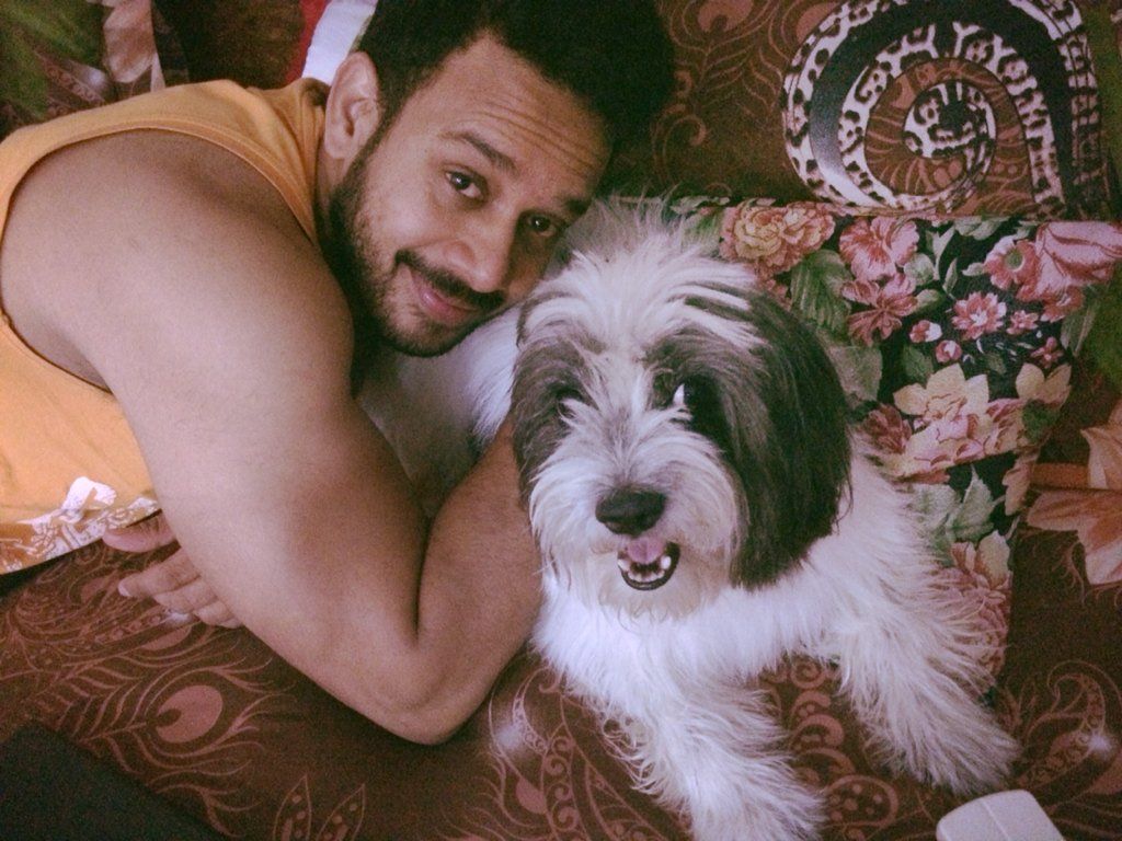Bharath With His Pet Dog